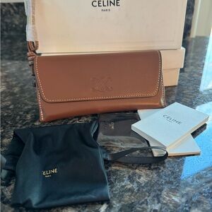 CELINE Authentic brown pouch glasses case  wallet sunglasses case BRAND NEW